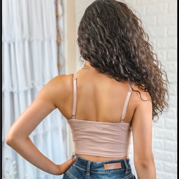 Lace Trimmed Beige Bustier Top - Picture 3 of 3